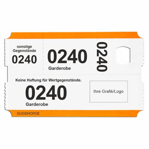 Garderobenmarken Papier Rolle -LOGODRUCK- individuell